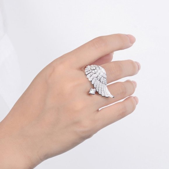 ✨ Lovely Fashion Zircon Full Filled Romantic Angel Wings Ring Women, PD097 - Picture 7 of 8